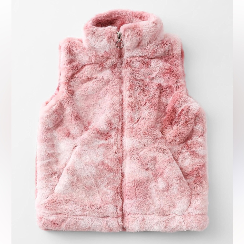 Urban Republic Girls' Pink Faux Fur Vest M 5/6